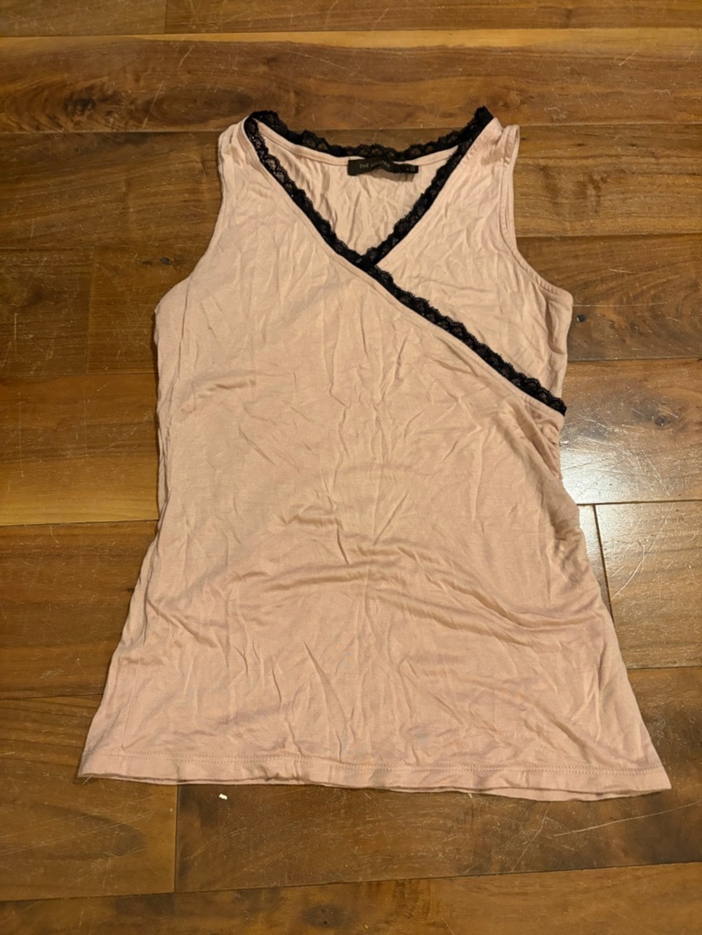 The Limited Blush Pink Tank with Black Lace Trim